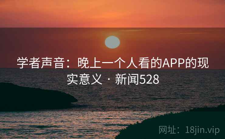 学者声音：晚上一个人看的APP的现实意义 · 新闻528